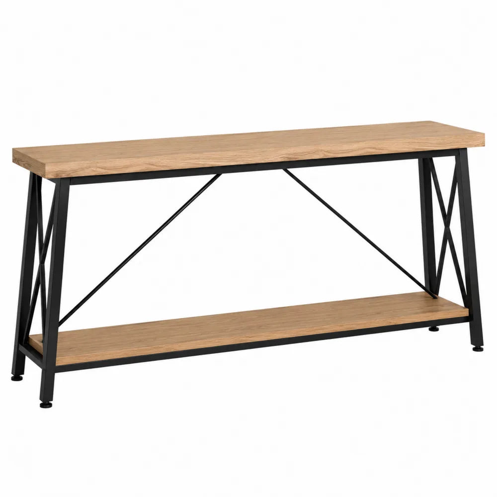 Konsola z drewna dębowego i metalową ramą 120cm