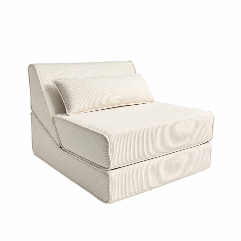 Rozkładana sofa sztruks kremowy 100x90x70 cm