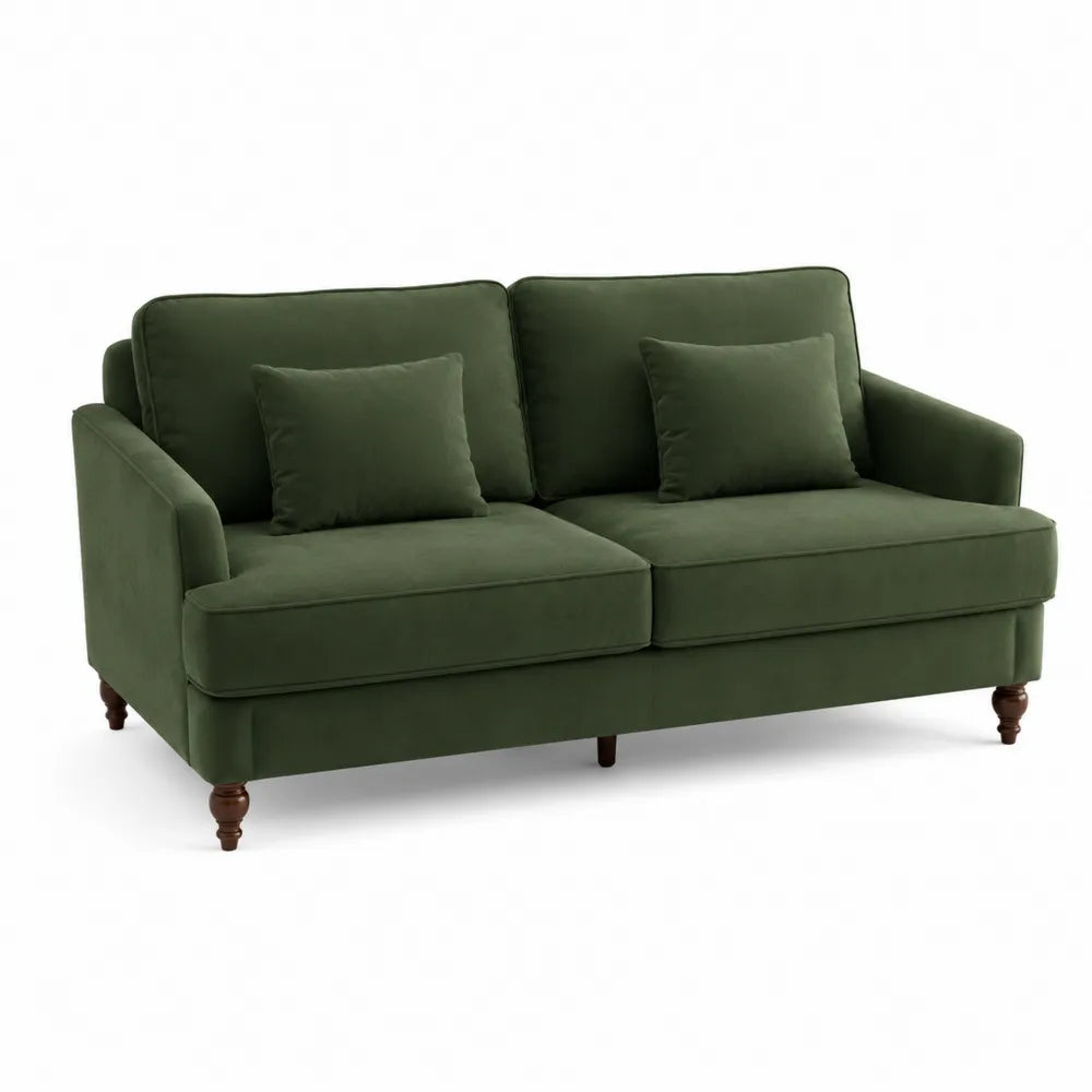 Sofa dwuosobowa z aksamitu zielona 180 cm