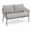 Sofa 2-osobowa metalowa z szarą tkaniną