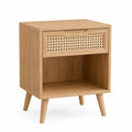 Drewniana szafka nocna z rattanem 45x35x60 cm