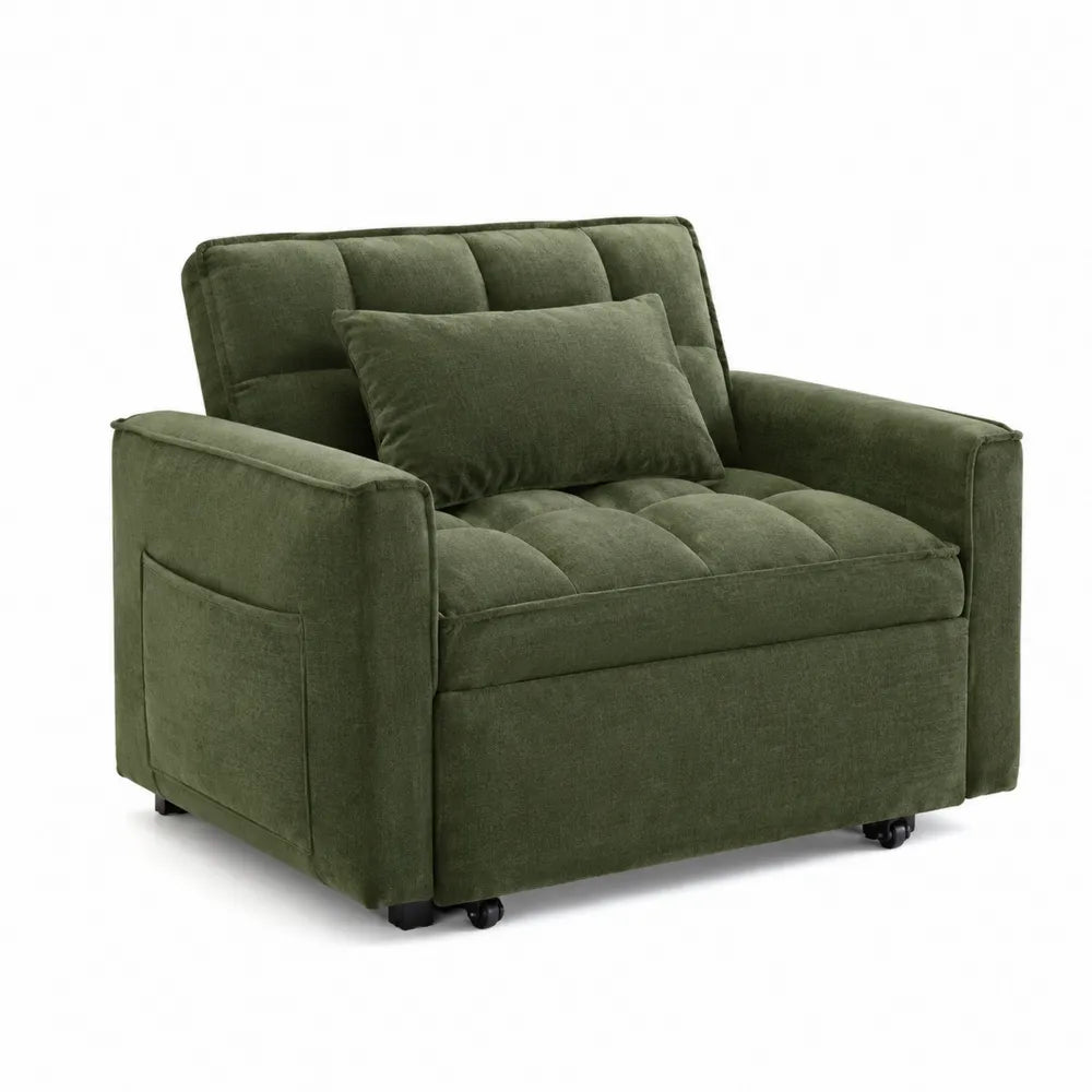 Zielona sofa rozkładana z tkaniny welurowej 100x90x85 cm
