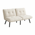 Dwuosobowa sofa z tkaniny Bouclé z czarnymi metalowymi nogami