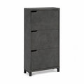 Czarna szafka na buty z płyty MDF, 3 przegrody, 70x25x120 cm