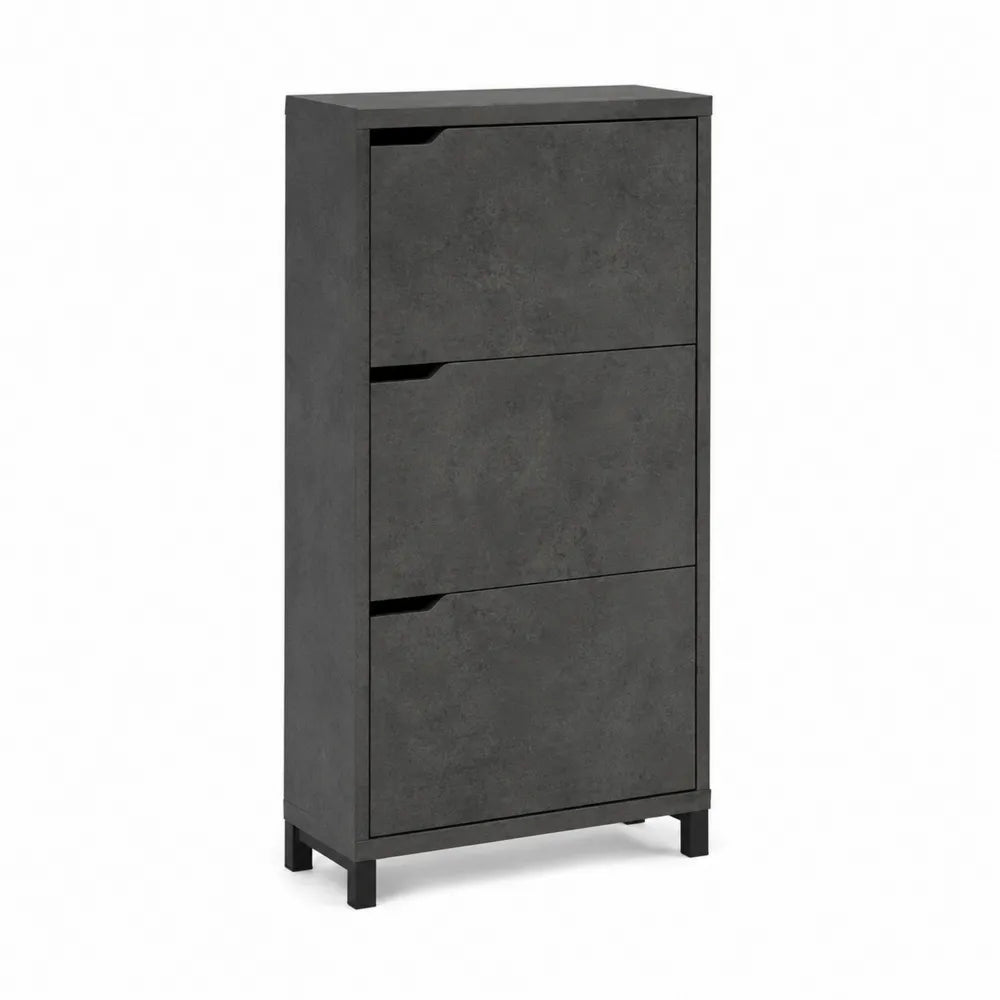 Czarna szafka na buty z płyty MDF, 3 przegrody, 70x25x120 cm