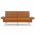 Sofa rozkładana z ekoskóry brązowa nogi metalowe 180 cm