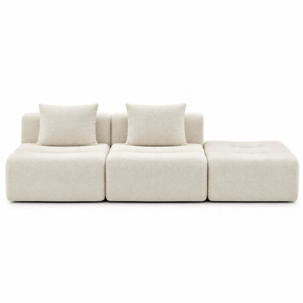 Sofa modułowa 3-osobowa z poduszkami Kremowa Tkanina Poliester