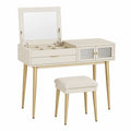 Toaletka z lustrem i taboretem z MDF i metalu 80x40x75 cm