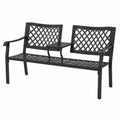 Ławka ogrodowa metalowa z wbudowanym stolikiem, 150 cm, Czarna