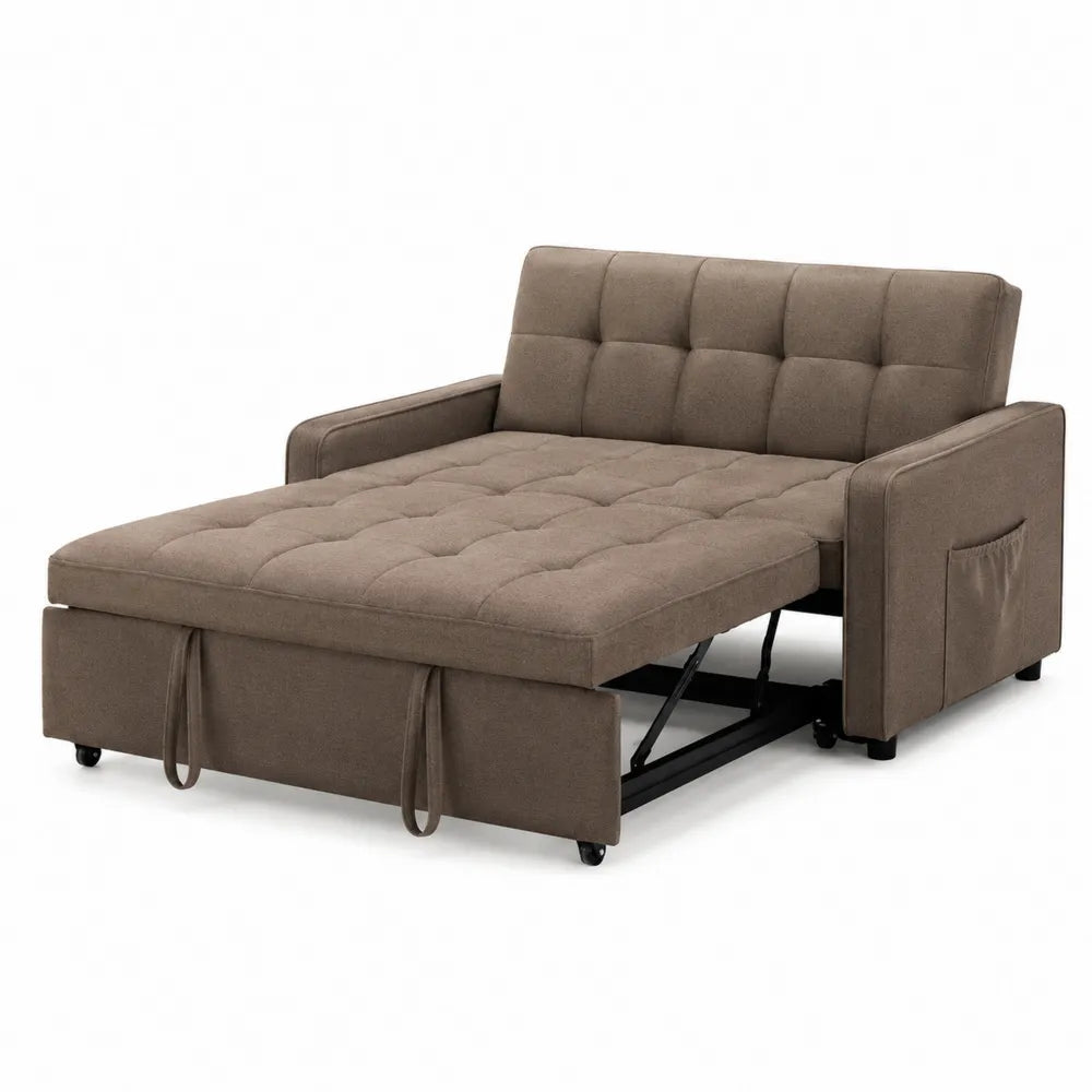 Sofa rozkładana brązowa poliester 200x150cm