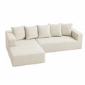 Narożna sofa z weluru beżowa z poduszkami 250x150x85 cm