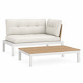 Narożnik ogrodowy aluminiowy z drewnianym stolikiem i poduszkami 2-osobowy