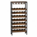 Stojak na wino drewno i metal brązowy/czarny 80x35x175cm