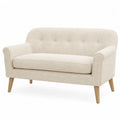 Sofa dwuosobowa kremowa poliester drewno