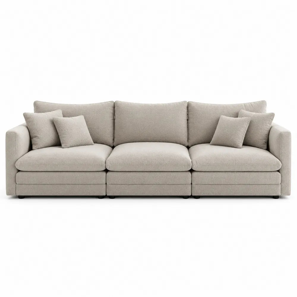 Sofa modułowa tkanina poliester beżowa